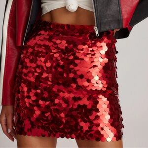 12th Tribe Red Sequin Skirt